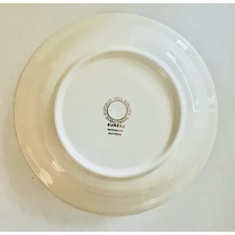 4 Vintage 1940 Hall Eureka Serenade Soup Salad Bowls Autumn Florals Gold Rims